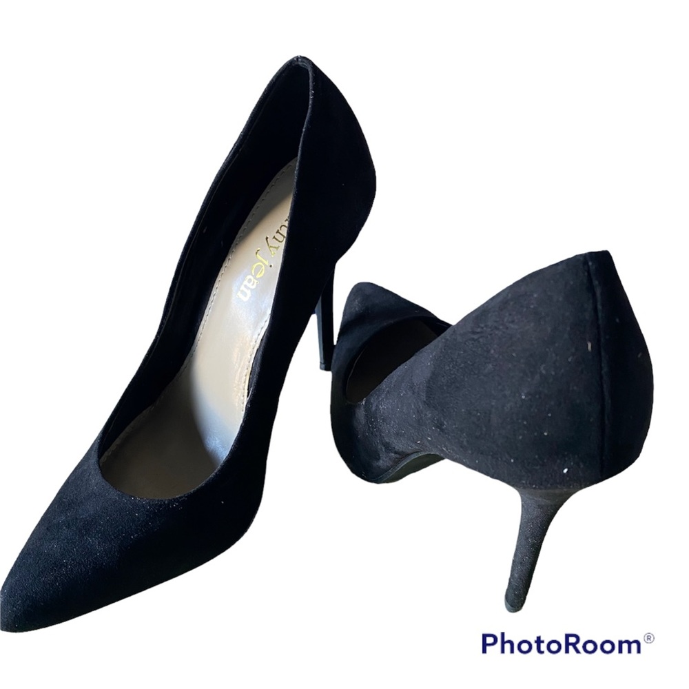 Black suede heel no scuffle